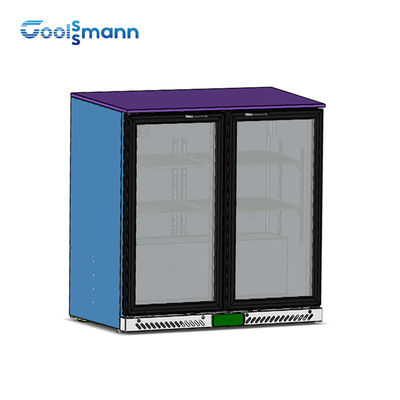 LED Control Backbar Cooler 756mm Height Manually Bottle Double Sliding Door
