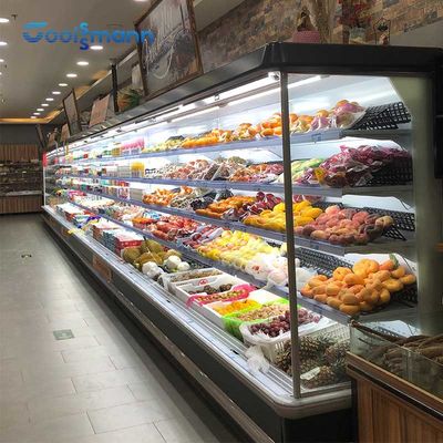 ثلاجة مبرد عرض مفتوح للثلاجة مع شريط مضاد للتصادم